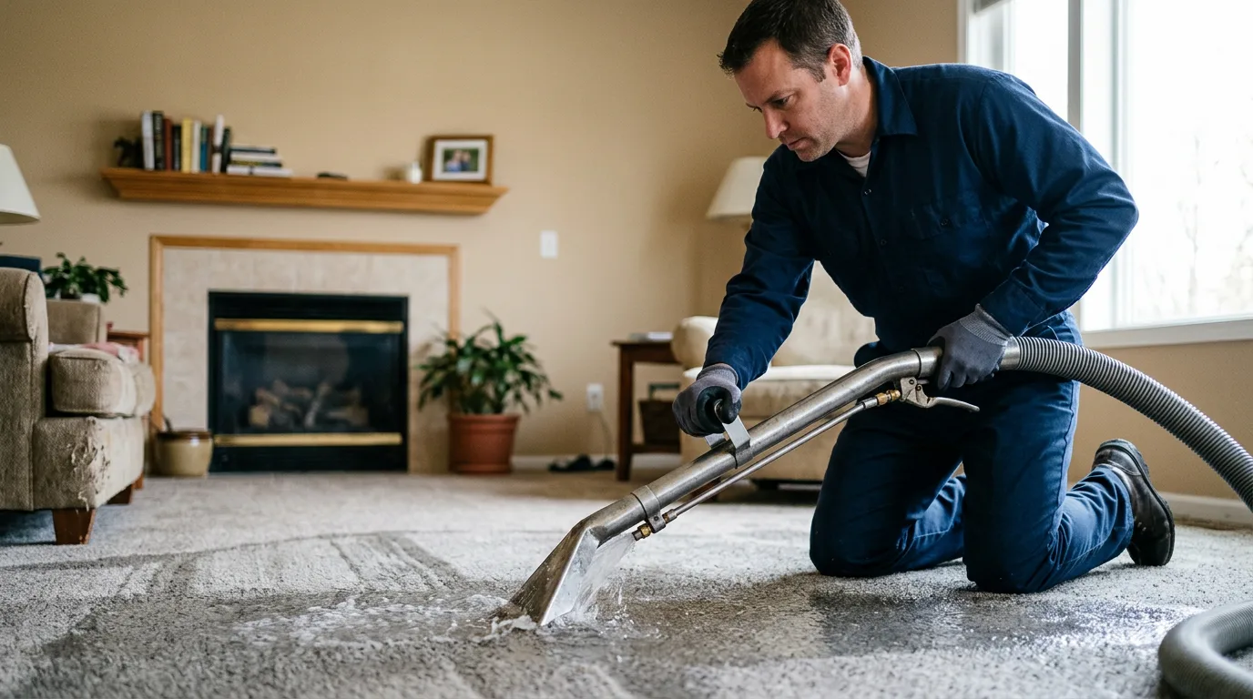 Water damage restoration technician working near Oreana, IL